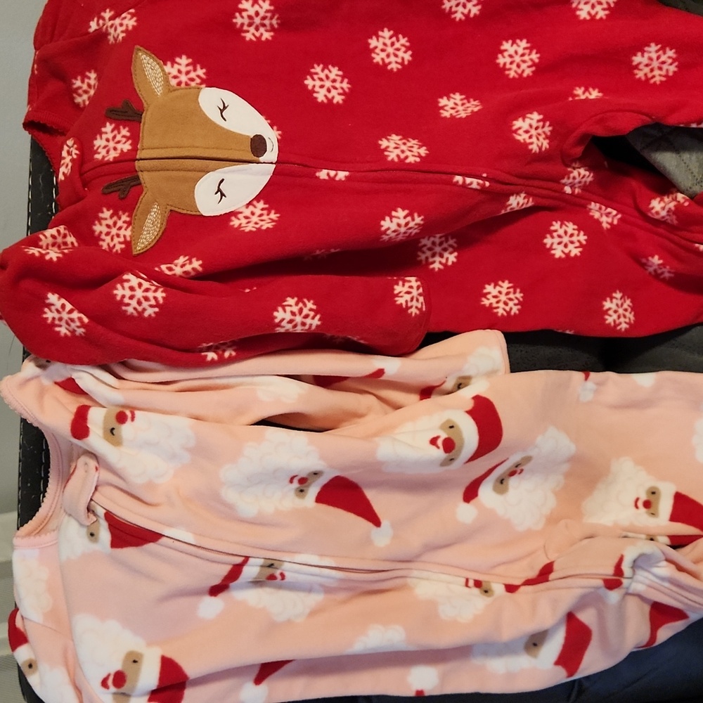 Carter's Christmas Fleece Feetie Pajamas x2